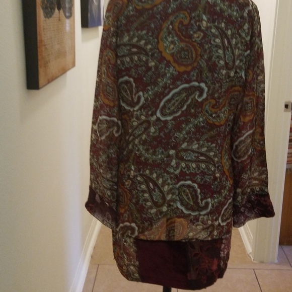 BOSTON Proper Tunic Top Burgundy 8/10 - Picture 4 of 6